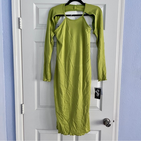 Sammy B Target Green Cut Out Midi Dress Long Sleeve Fitted Sheath Women 3X - Picture 3 of 7